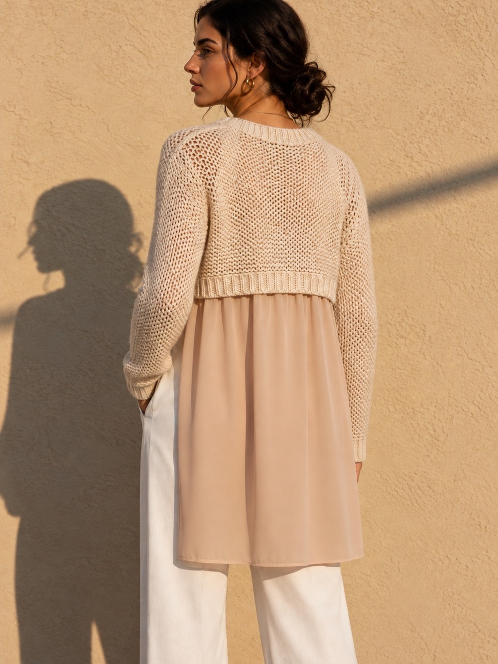 Sportmax Code Max Mara Cable Knit Metallic Gold Silky Back Sweater S Italy Fairy